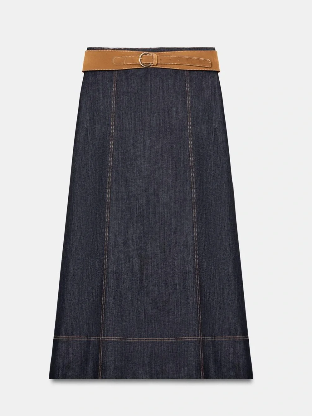Zara Dark Denim Wrap Midi Skirt - No Brand